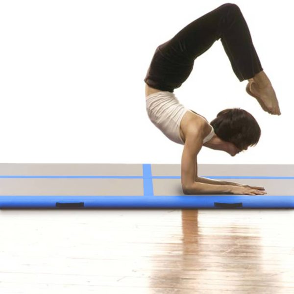 Colchão de ginástica insuflável c/ bomba 600x100x10 cm PVC azul - Image 3