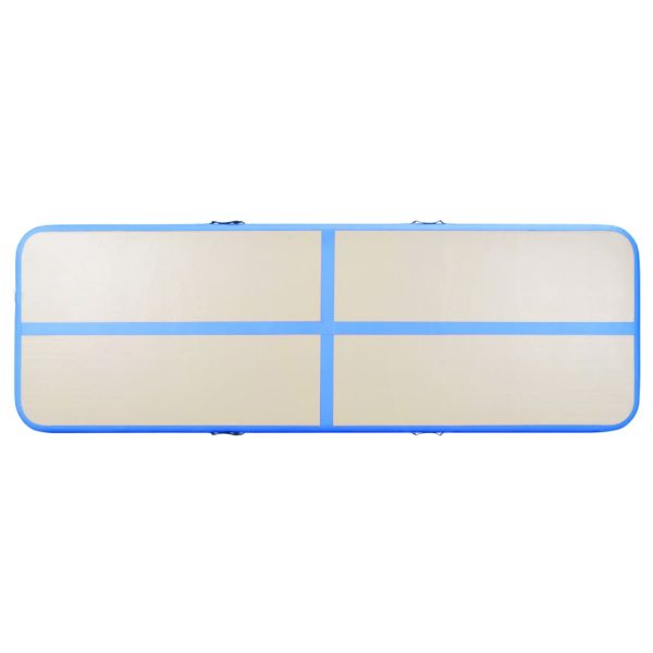 Colchão de ginástica insuflável c/ bomba 600x100x10 cm PVC azul - Image 5