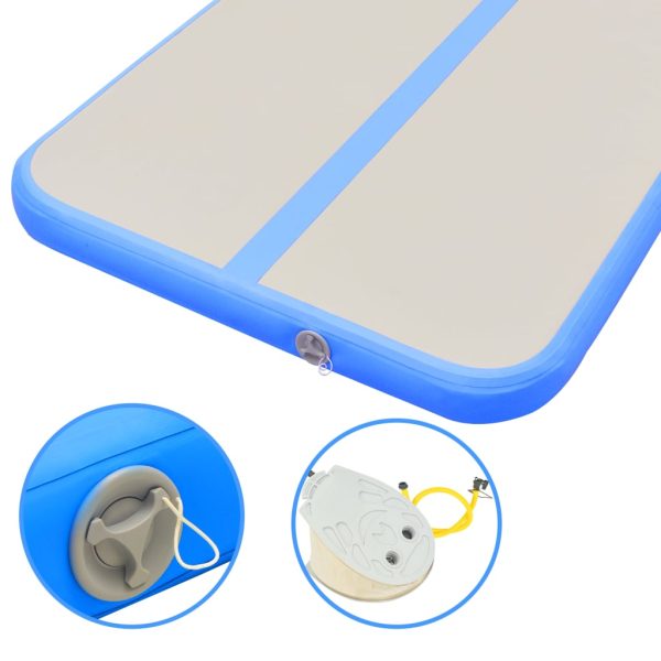 Colchão de ginástica insuflável c/ bomba 600x100x10 cm PVC azul - Image 7
