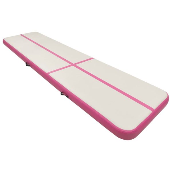 Colchão de ginástica insuflável c/ bomba 600x100x15 cm PVC rosa - Image 2