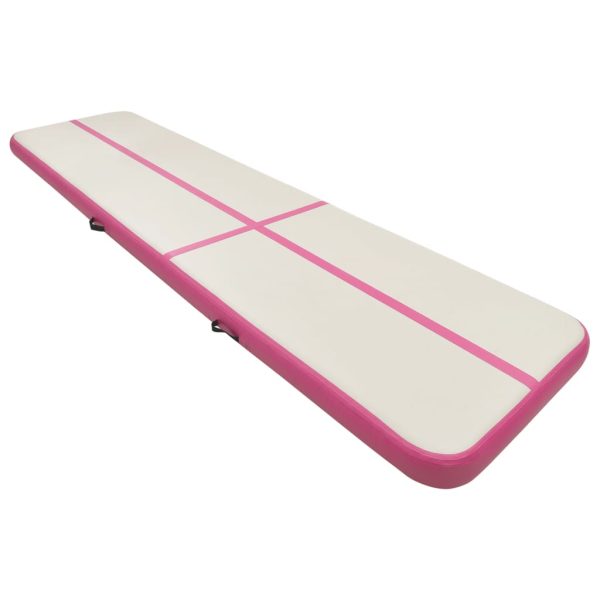 Colchão de ginástica insuflável c/ bomba 800x100x15 cm PVC rosa - Image 2
