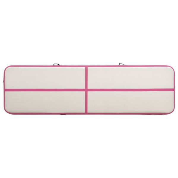Colchão de ginástica insuflável c/ bomba 800x100x15 cm PVC rosa - Image 4
