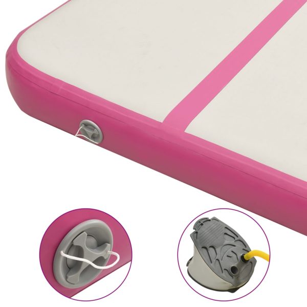 Colchão de ginástica insuflável c/ bomba 800x100x15 cm PVC rosa - Image 6