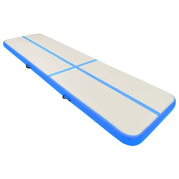 Colchão de ginástica insuflável c/ bomba 800x100x20 cm PVC azul - Image 2