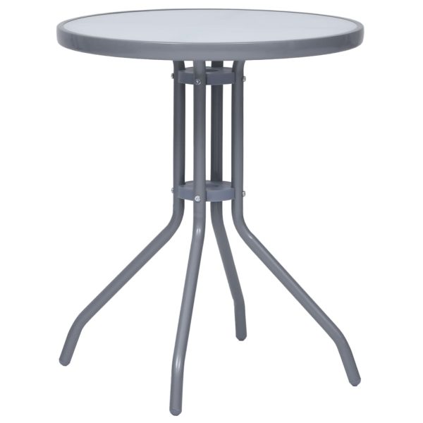 Mesa de jardim 60 cm aço e vidro cinzento-claro