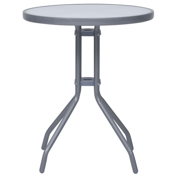Mesa de jardim 60 cm aço e vidro cinzento-claro - Image 2