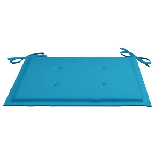 Cadeiras de jardim c/ almofadões azuis 6 pcs teca maciça - Image 9