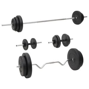 Conjunto de barras e halteres com discos 90 Kg