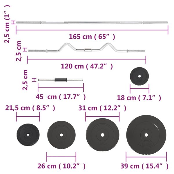 Conjunto de barras e halteres com discos 90 Kg - Image 12