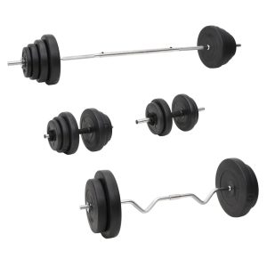 Conjunto de barras e halteres com discos 120 Kg