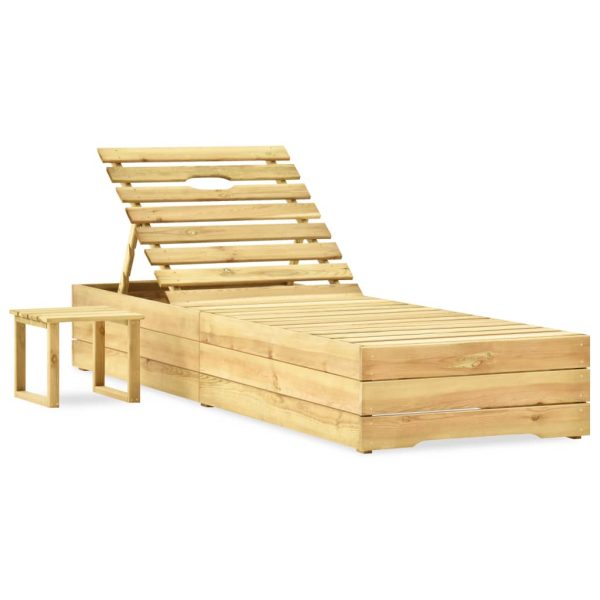 Espreguiçadeira de jardim com mesa e almofadão pinho impregnado - Image 6