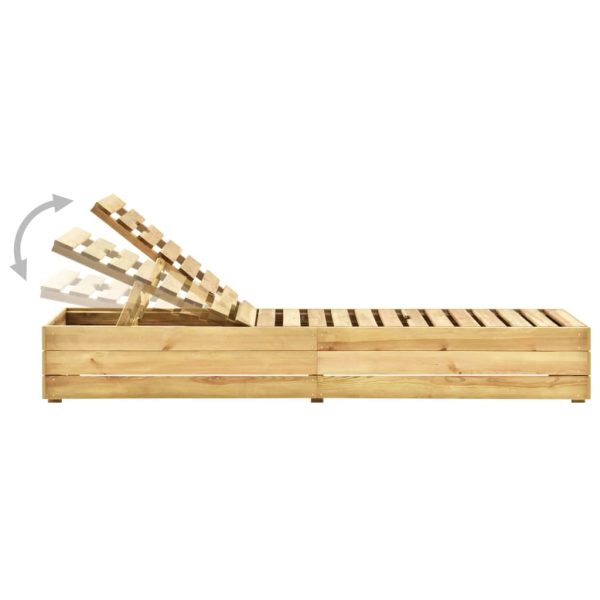 Espreguiçadeira de jardim com mesa e almofadão pinho impregnado - Image 8