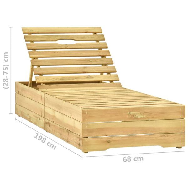 Espreguiçadeira de jardim com mesa e almofadão pinho impregnado - Image 10