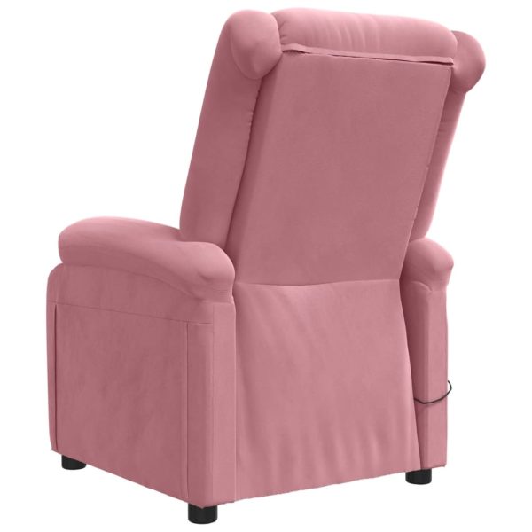 Poltrona de massagens reclinável veludo rosa - Image 4