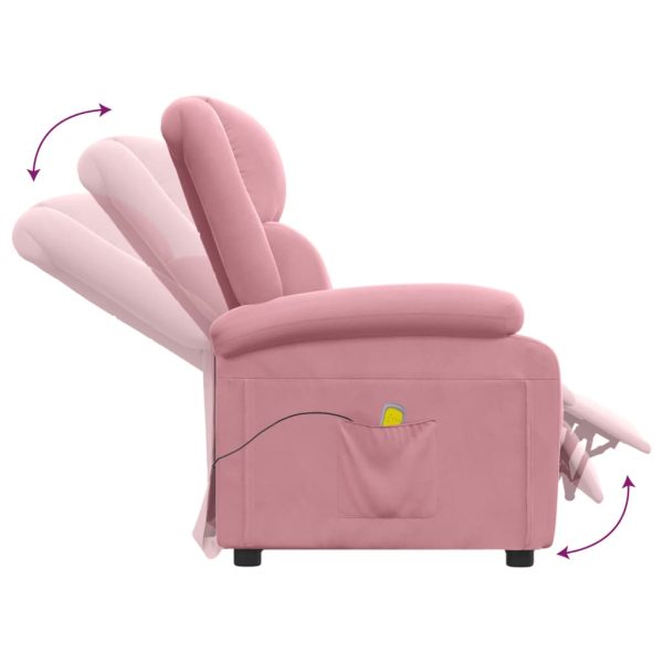 Poltrona de massagens reclinável veludo rosa - Image 5