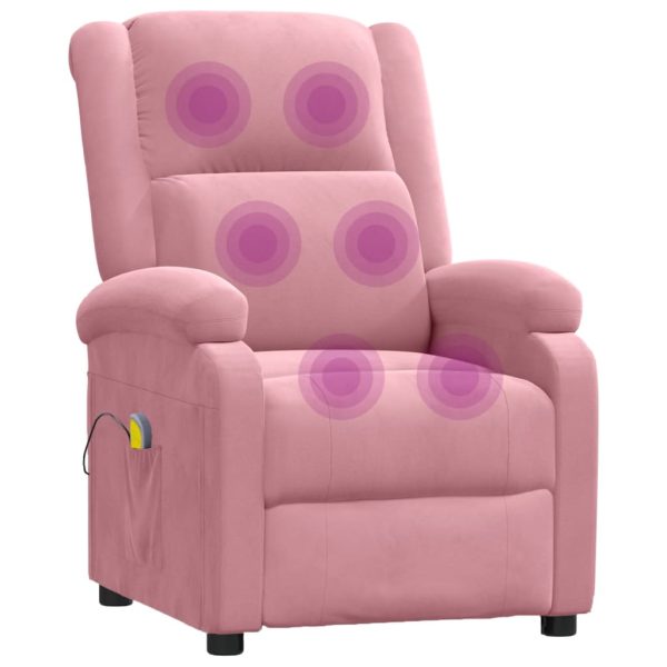 Poltrona de massagens reclinável veludo rosa - Image 6