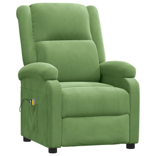 Poltrona de massagens elétrica reclinável veludo verde-claro - Image 2