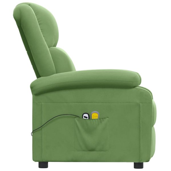 Poltrona de massagens elétrica reclinável veludo verde-claro - Image 4