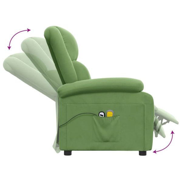 Poltrona de massagens elétrica reclinável veludo verde-claro - Image 6