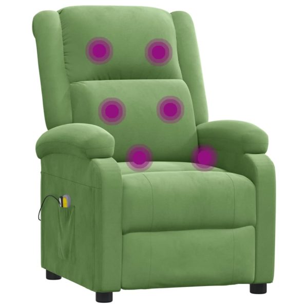 Poltrona de massagens elétrica reclinável veludo verde-claro - Image 7