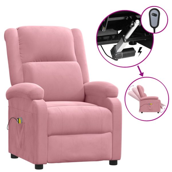 Poltrona de massagens elétrica reclinável veludo rosa