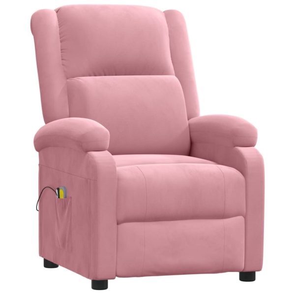 Poltrona de massagens elétrica reclinável veludo rosa - Image 2