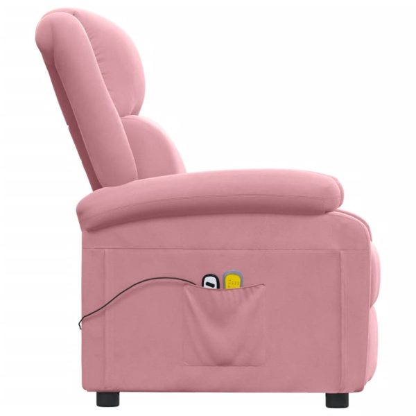Poltrona de massagens elétrica reclinável veludo rosa - Image 4