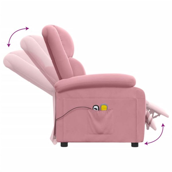 Poltrona de massagens elétrica reclinável veludo rosa - Image 6