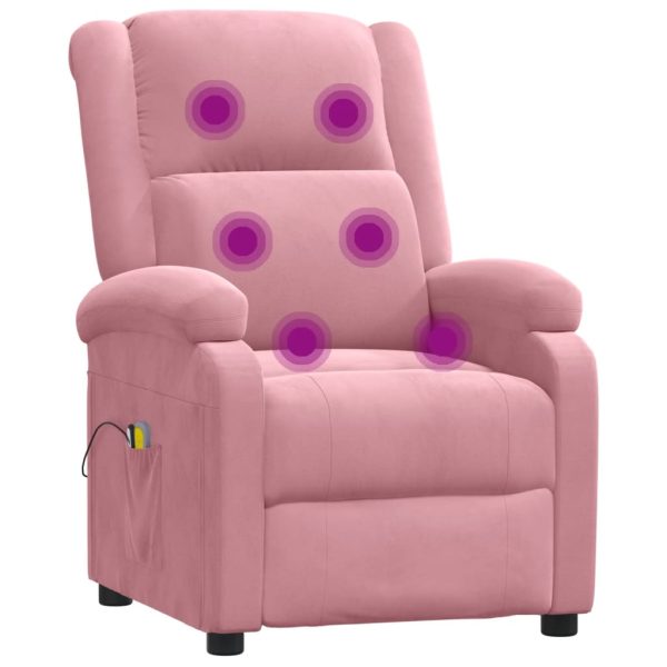 Poltrona de massagens elétrica reclinável veludo rosa - Image 7