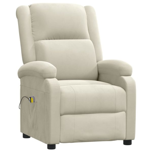 Poltrona de massagens elétrica reclinável veludo cor creme - Image 2