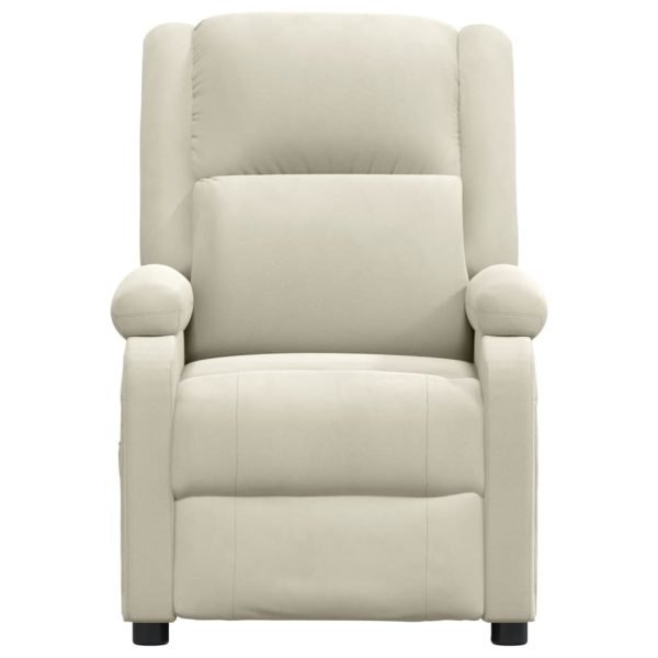 Poltrona de massagens elétrica reclinável veludo cor creme - Image 3