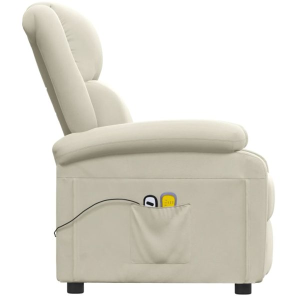 Poltrona de massagens elétrica reclinável veludo cor creme - Image 4