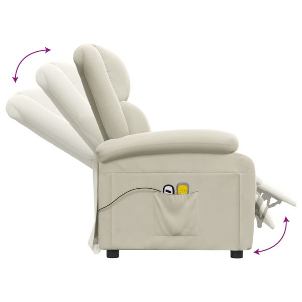 Poltrona de massagens elétrica reclinável veludo cor creme - Image 6
