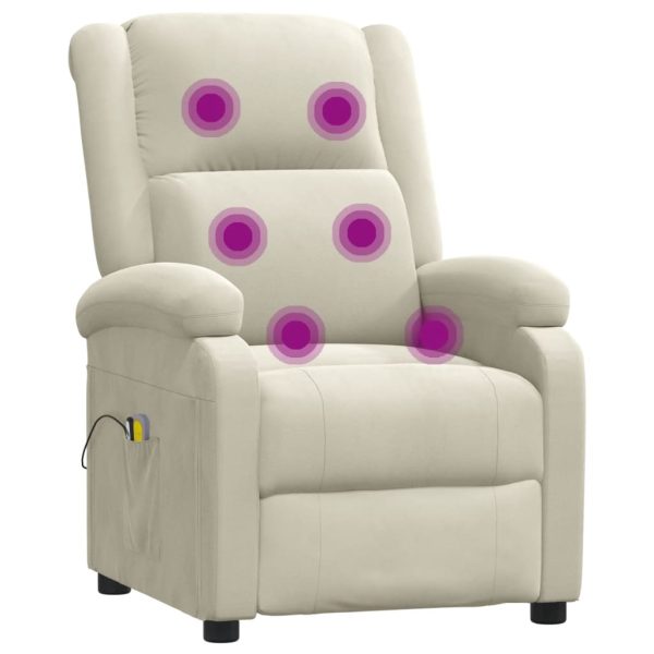 Poltrona de massagens elétrica reclinável veludo cor creme - Image 7