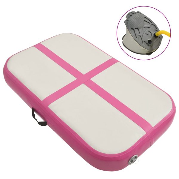 Colchão de ginástica insuflável c/ bomba 60x100x15 cm PVC rosa