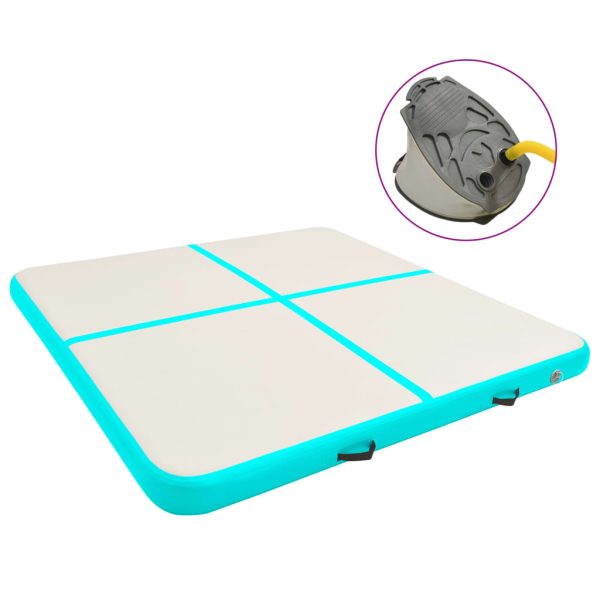Colchão de ginástica insuflável c/ bomba 200x200x15cm PVC verde