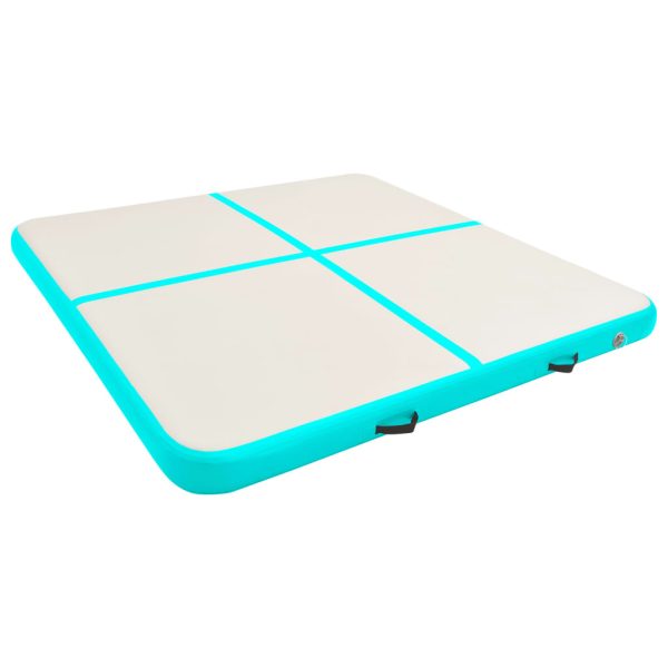Colchão de ginástica insuflável c/ bomba 200x200x15cm PVC verde - Image 2