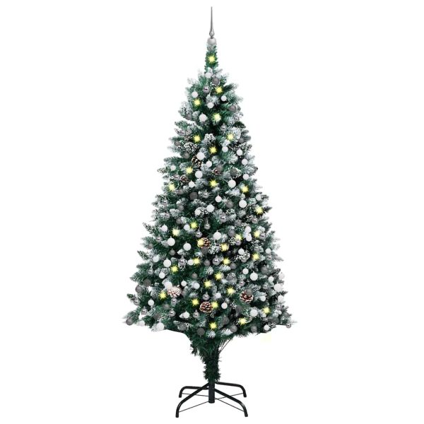 Árvore Natal artificial pré-iluminada c/ bolas e pinhas 240 cm
