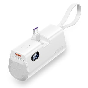 Vention PowerBank 4800mAh - USB-C - Carga Rapida 22.5W - Conector Plegable - Color Blanco