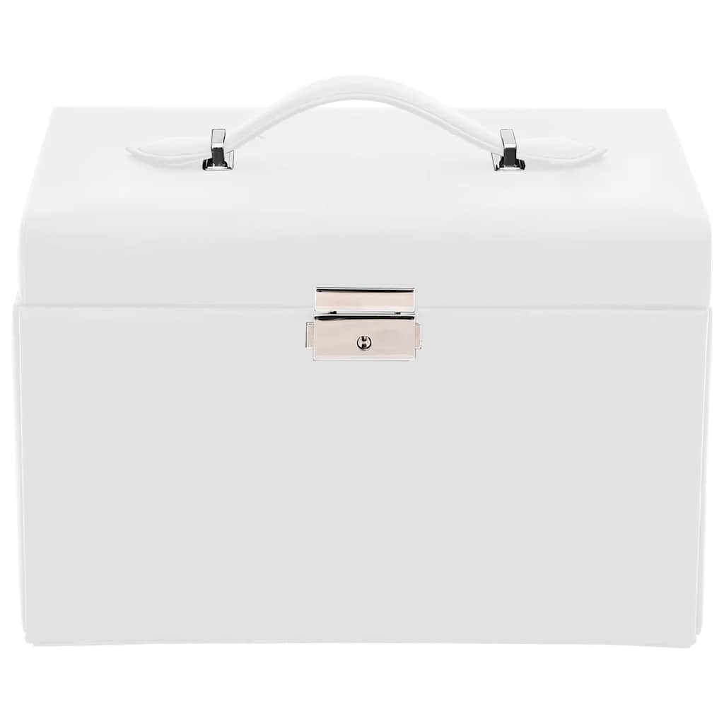 Caixa para jóias de 3 camadas com espelho com fechadura Branco - Image 3