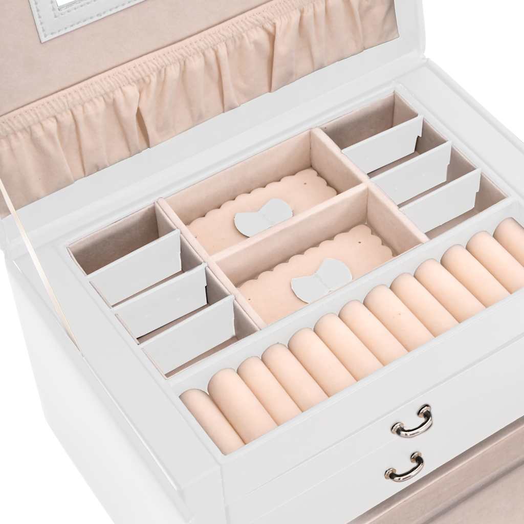 Caixa para jóias de 3 camadas com espelho com fechadura Branco - Image 7