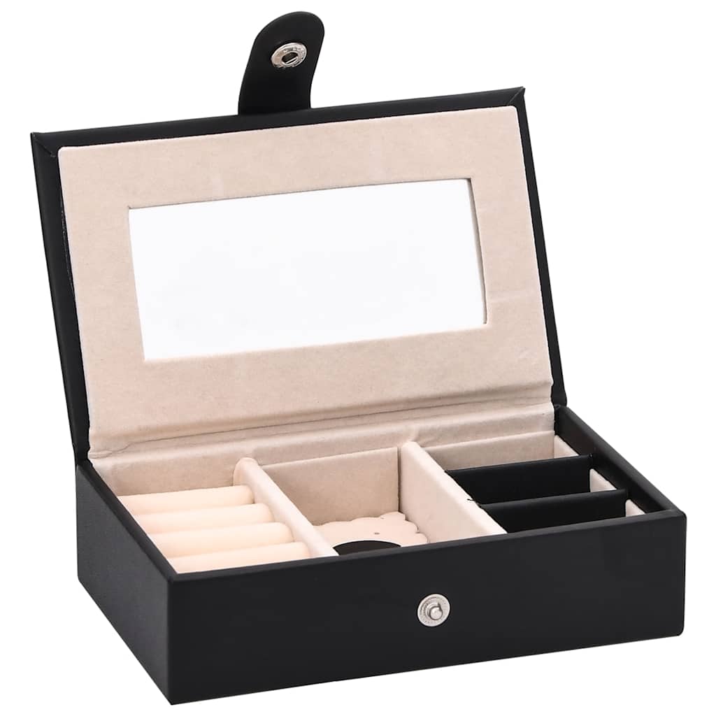 Caixa para jóias de 3 camadas com espelho com fechadura Preto - Image 9