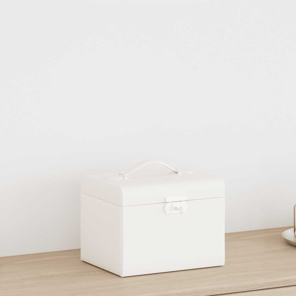 Caixa para jóias de 4 camadas com espelho com fechadura Branco - Image 2