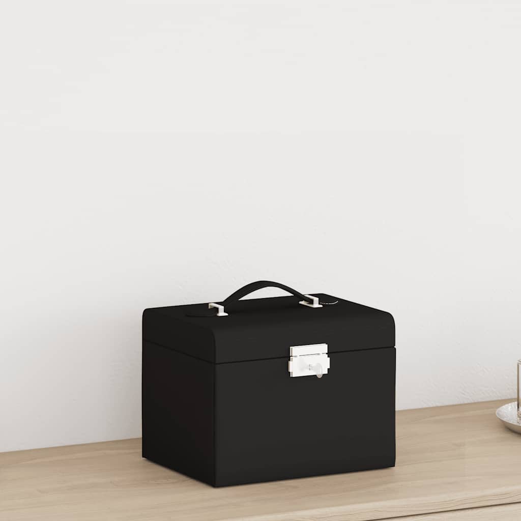 Caixa para jóias de 4 camadas com espelho com fechadura Preto - Image 2