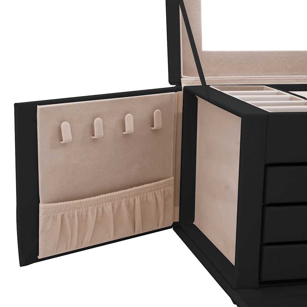 Caixa para jóias de 4 camadas com espelho com fechadura Preto - Image 7