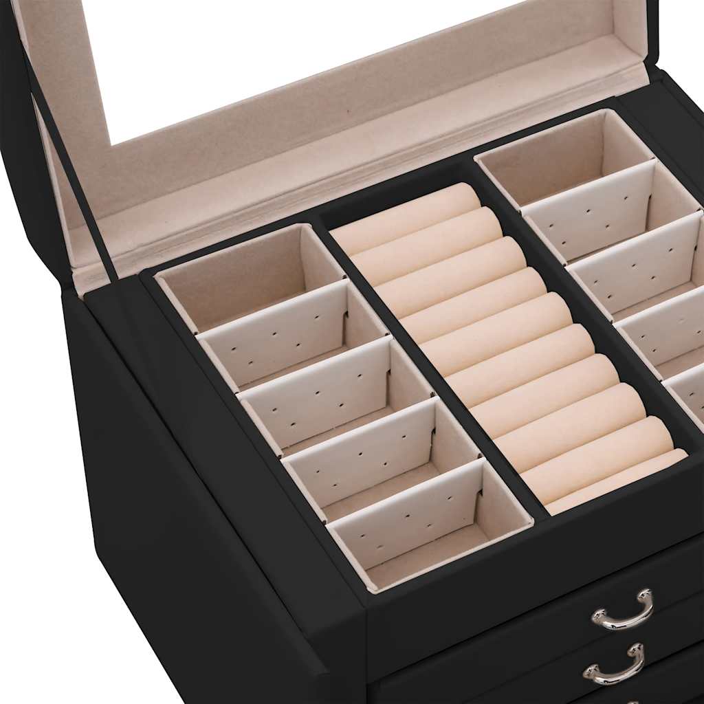 Caixa para jóias de 4 camadas com espelho com fechadura Preto - Image 8