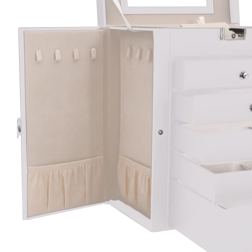 Caixa para jóias de 6 camadas com espelho com fechadura Branco - Image 9