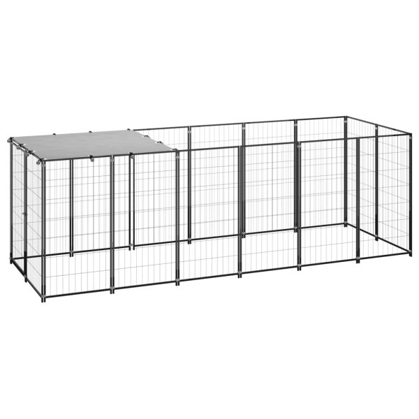 Canil para cães 330x110x110 cm aço preto - 290954