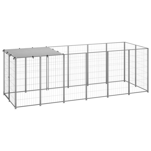 Canil para cães 330x110x110 cm aço prateado - 238785