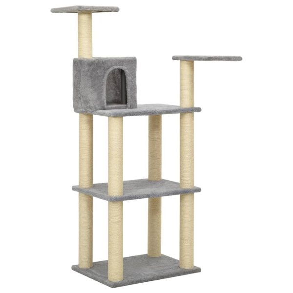 Árvore p/ gatos c/ postes arranhadores sisal 119 cm cinza-claro - 255146